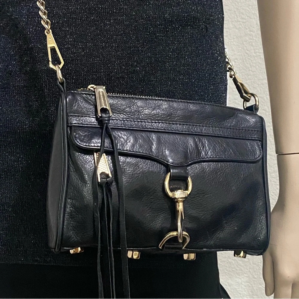 REBECCA MINKOFF Mini MAC Black Leather Crossbody Bag - Picture 3 of 16